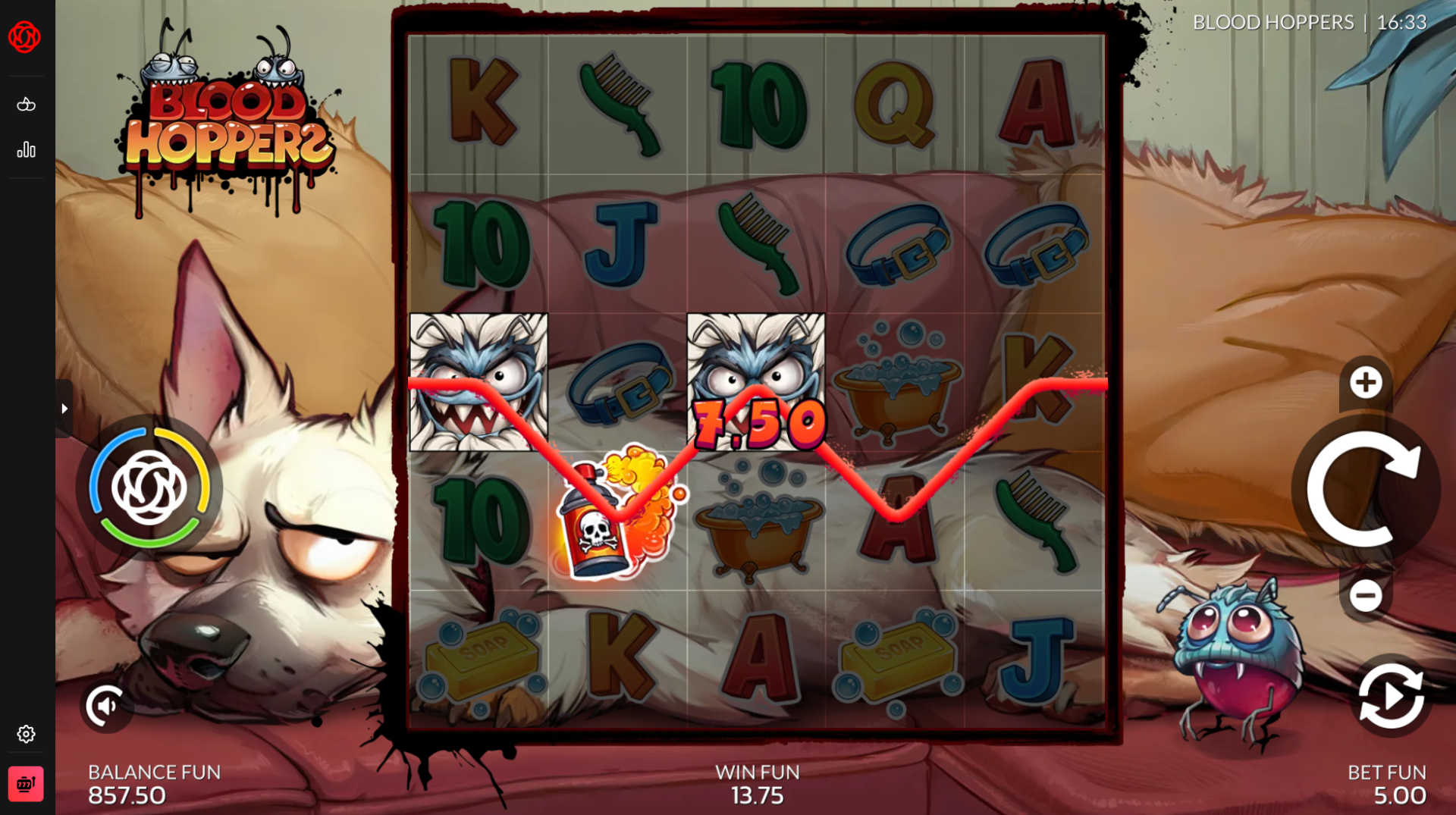 Blood Hoppers slot base game screen