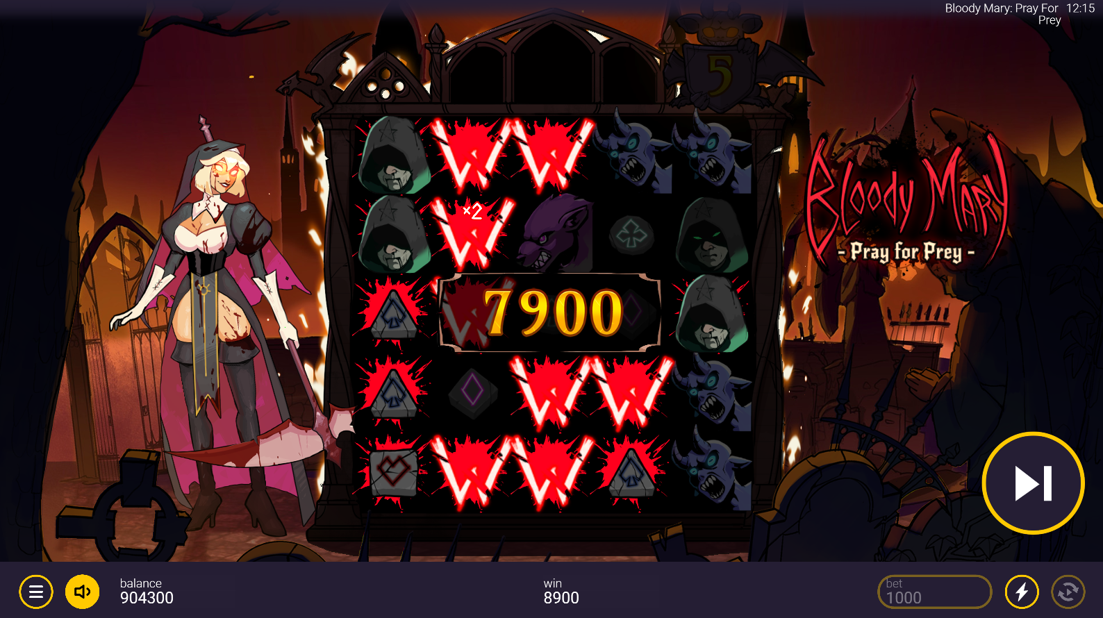 Bloody Mary Pray for Prey Regular Free Spins feature with persistent Wild multiplier levels