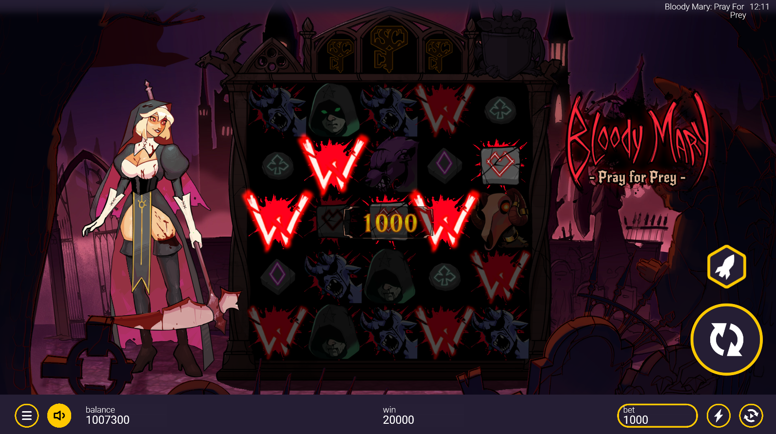Bloody Mary Pray for Prey Wild symbols with multipliers on highlighted positions