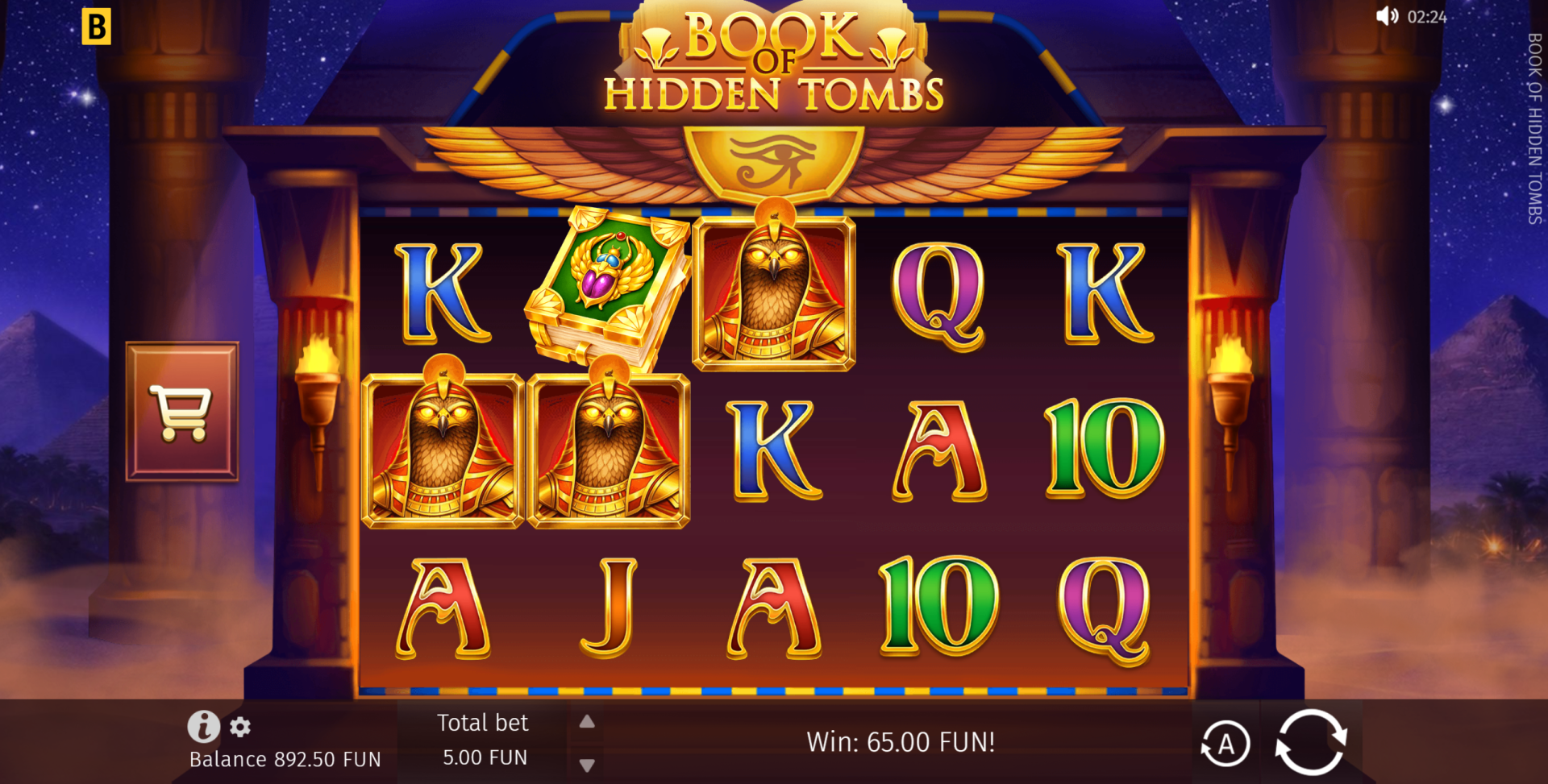 Book of Hidden Tombs base game reels showing Ancient Egypt symbols