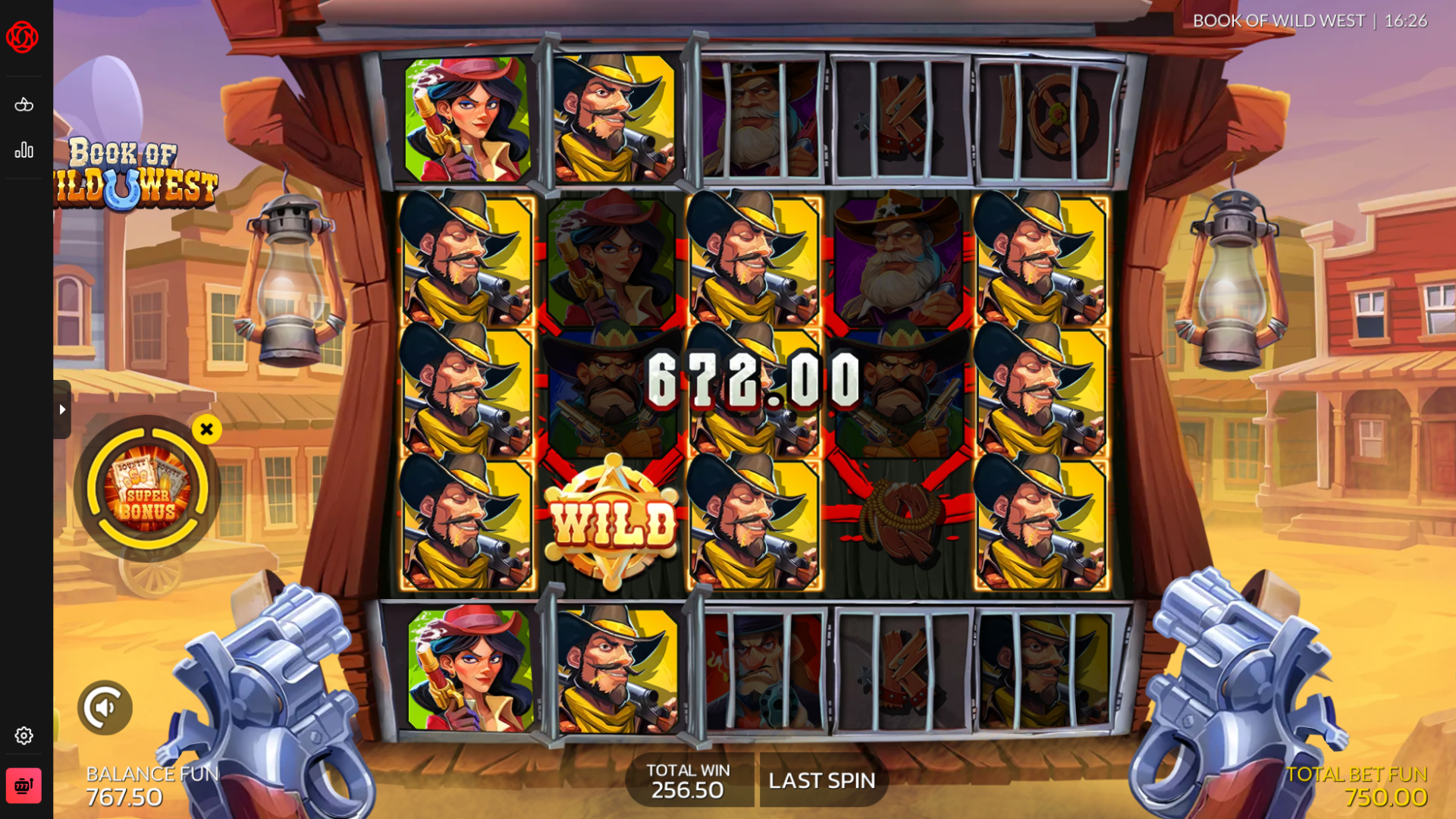 Book of Wild West Super Bonus Game with High Pay symbols guaranteed