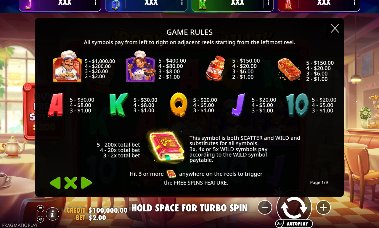 Book of Chilli - Brasil Jackpot information screen