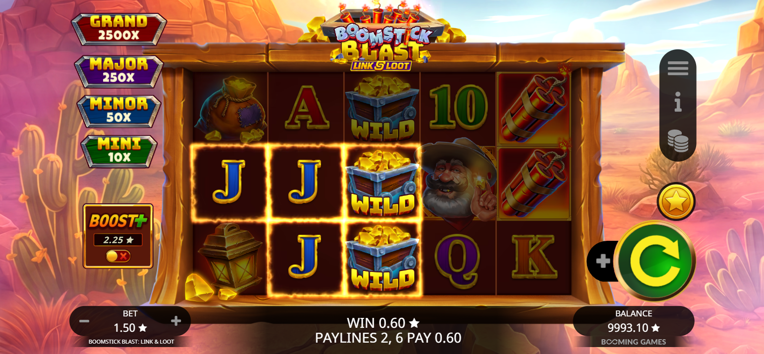 Boomstick Blast Link and Loot offers 10 fixed paylines