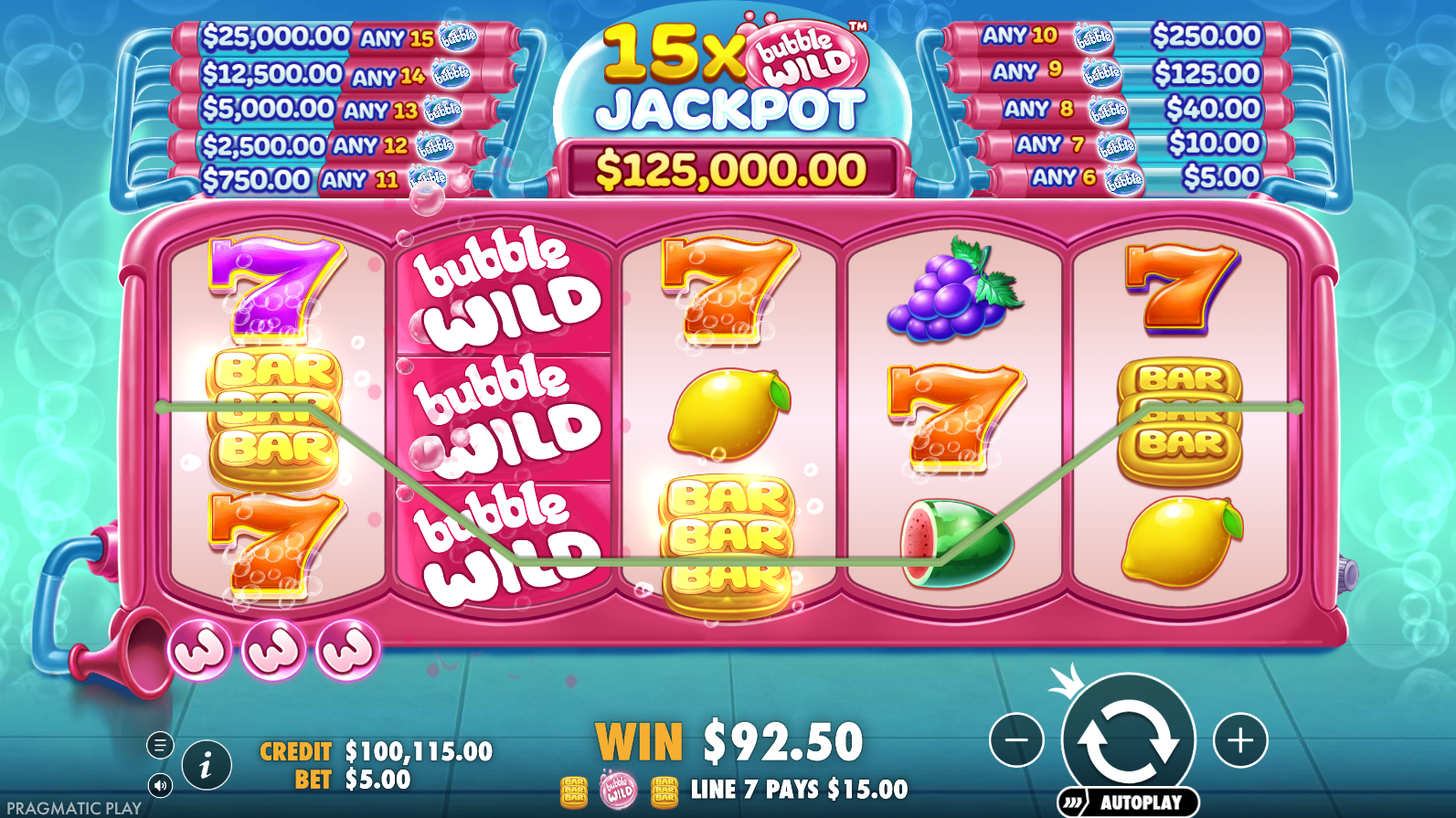 Bubble Wild slot base game reels