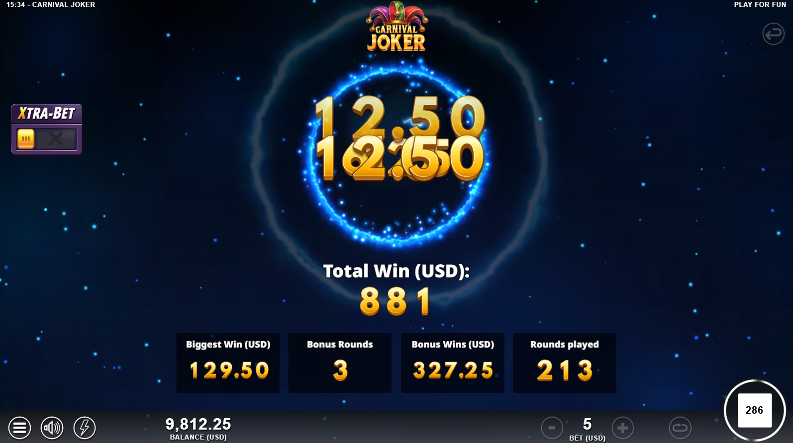 Carnival Joker Burst Mode spins - the faster autoplay mode exclusive to Slotmill