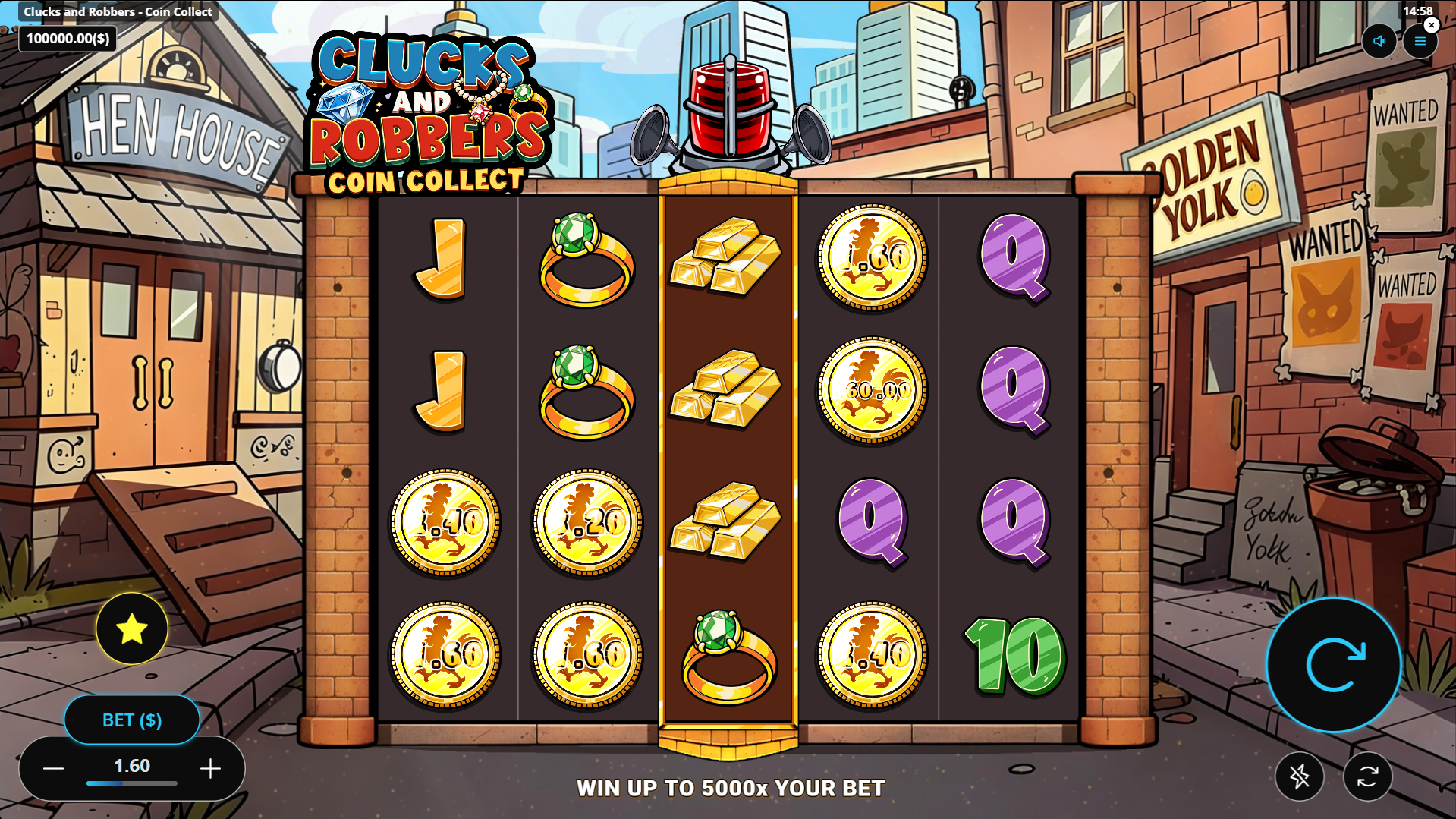 Clucks and Robbers Coin Collect base game play