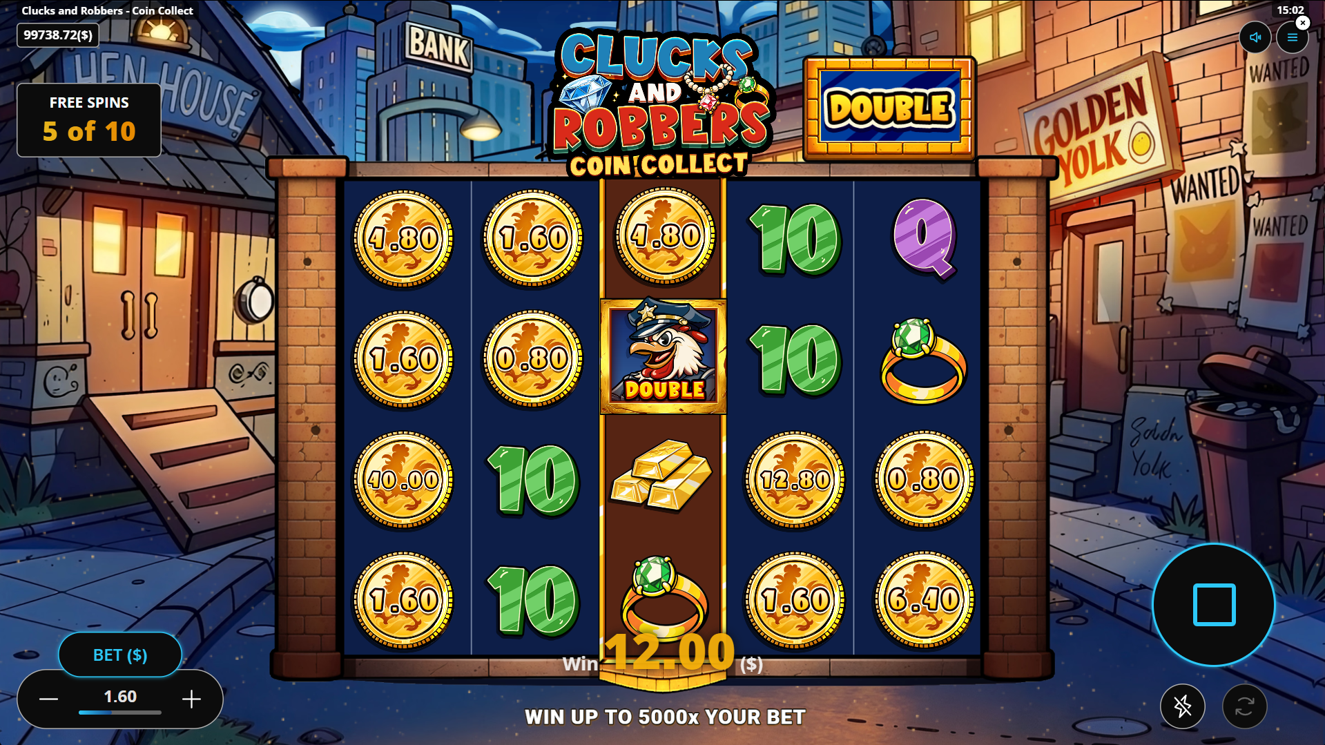 Clucks and Robbers Coin Collect bonus play