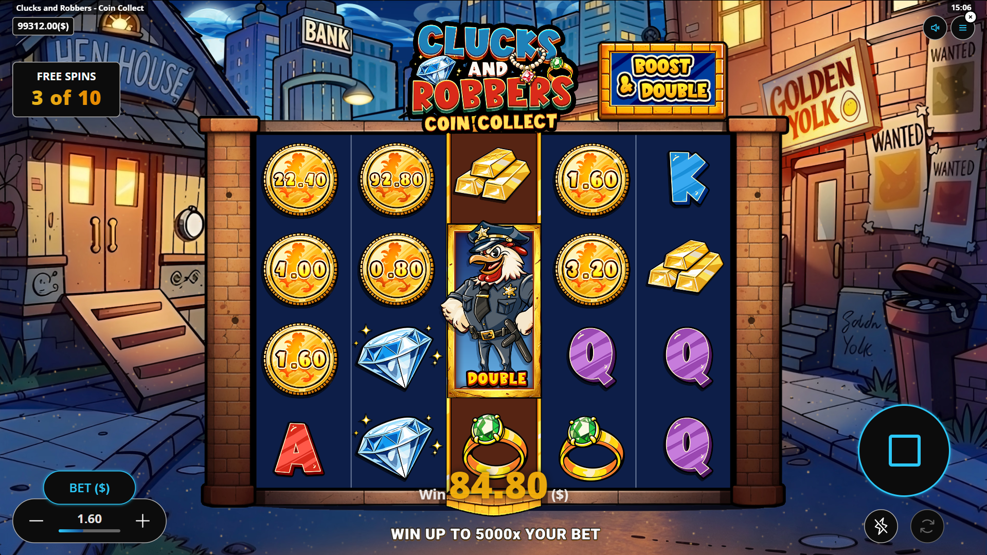 Clucks and Robbers Coin Collect super bonus play