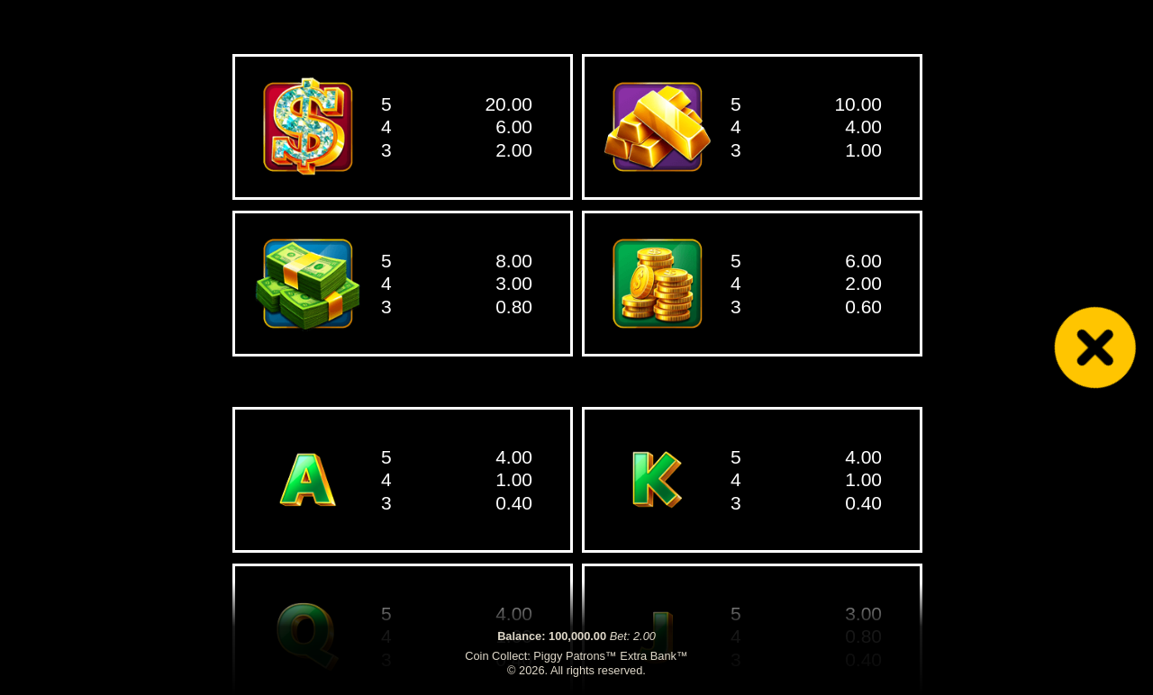 Coin Collect: Piggy Patrons Extra Bank information screen