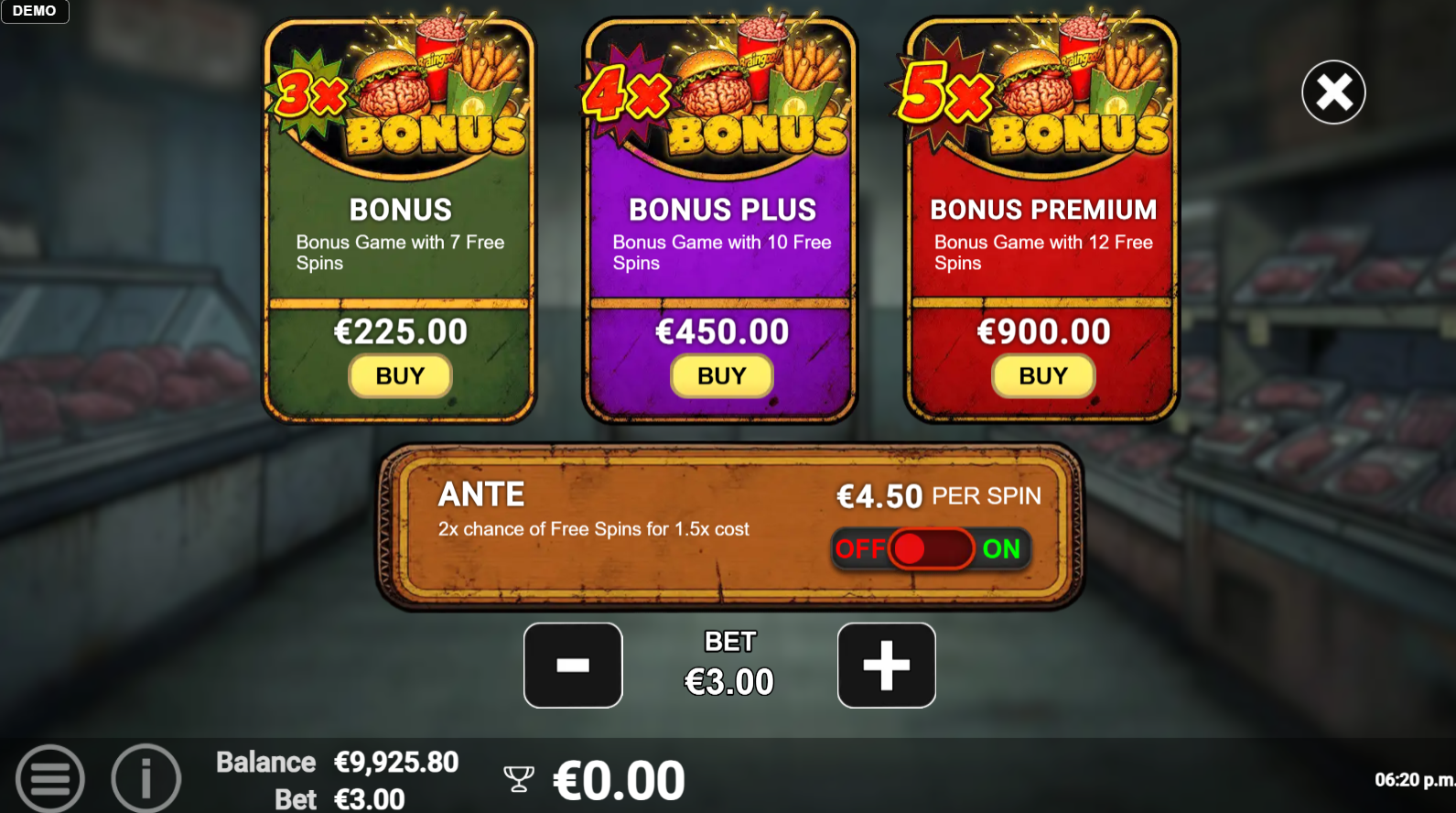 Corpse Cart bonus buy options menu