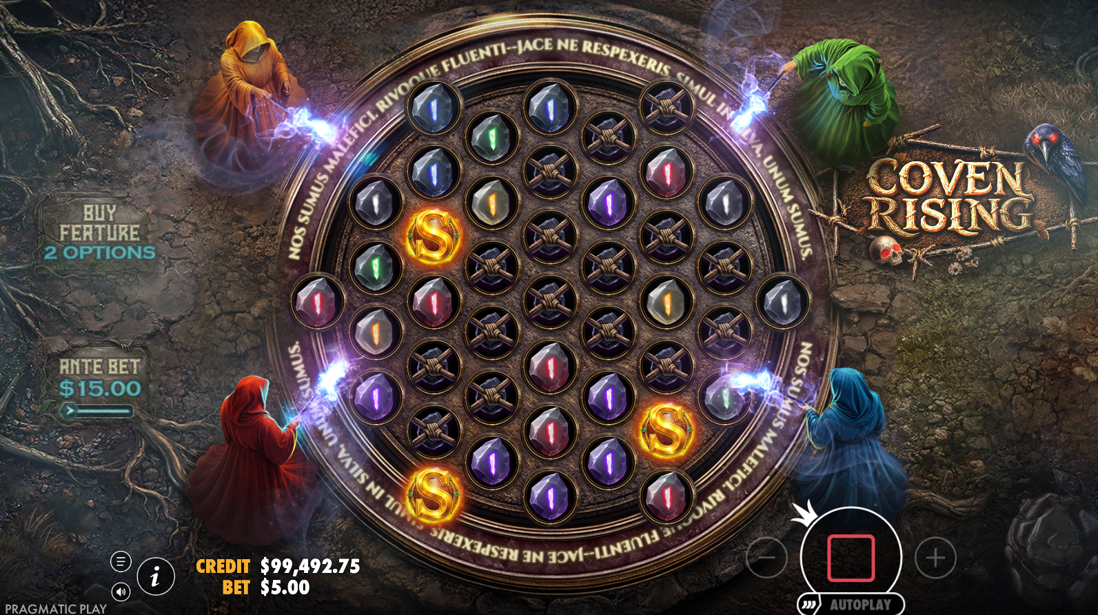 Coven Rising scatter symbols triggering the Free Spins feature