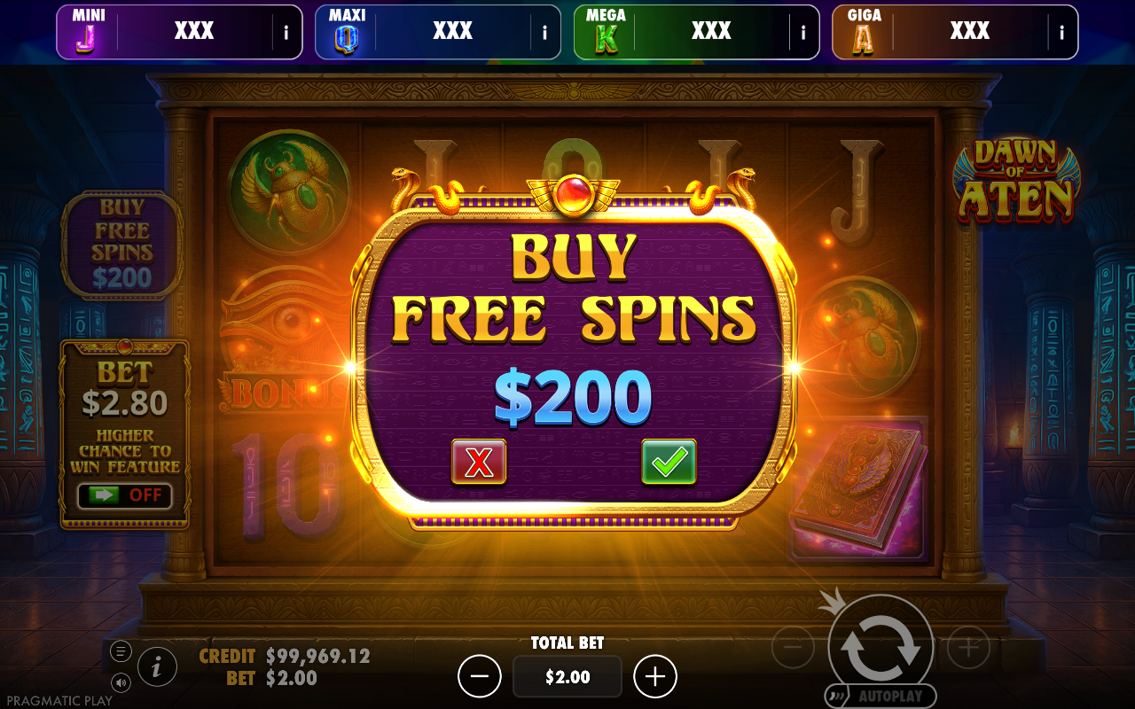 Dawn of Aten - Oranje Jackpot bonus buy