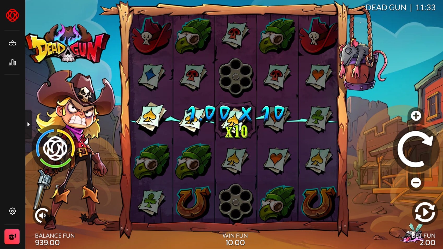 Dead Gun slot win lines diagram showing 20 paylines