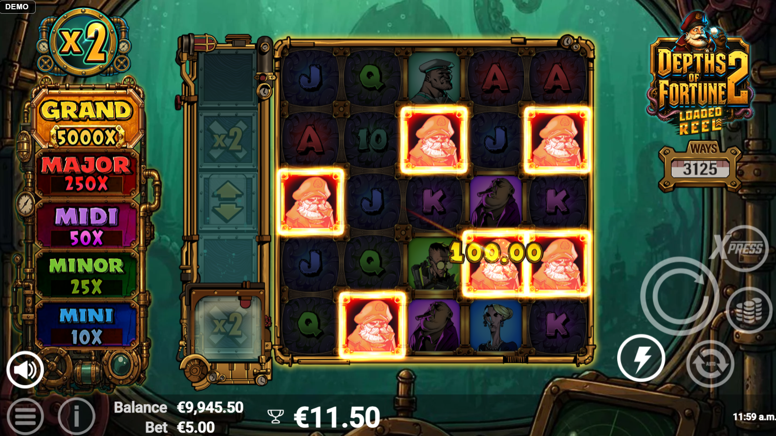 Depths of Fortune 2 base game reels
