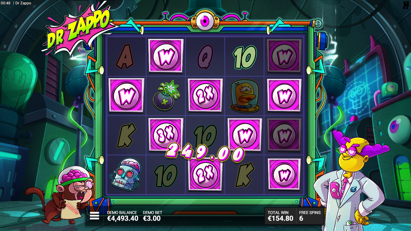 Dr Zappo No-Brainer Bonus free spins feature
