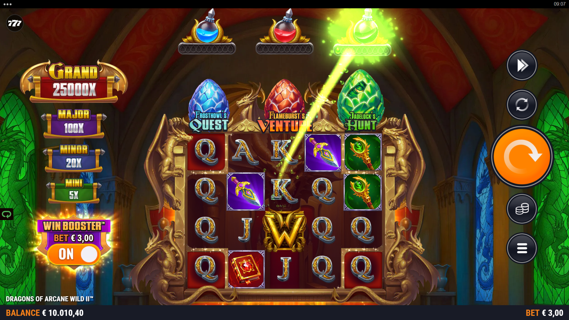 Dragons Of Arcane Wild 2 Wisp Boost collection showing drops filling the boost meters