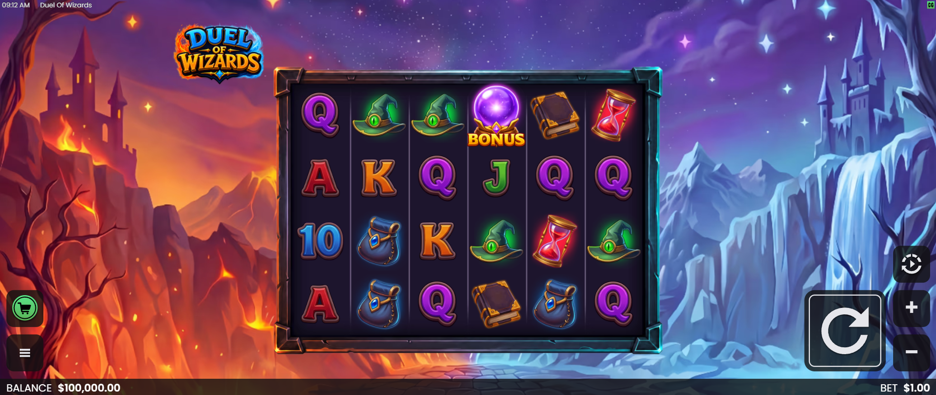 Duel of Wizards base game play showing the 6x4 grid