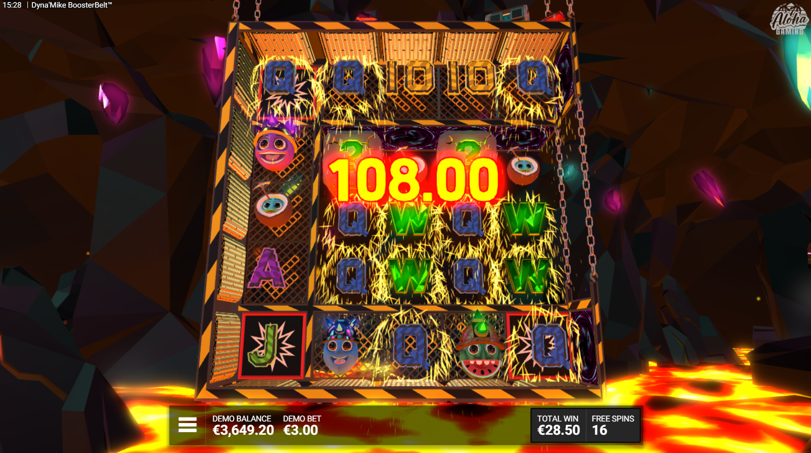 Dyna'Mike BoosterBelt Blastageddon bonus feature - 20 free spins