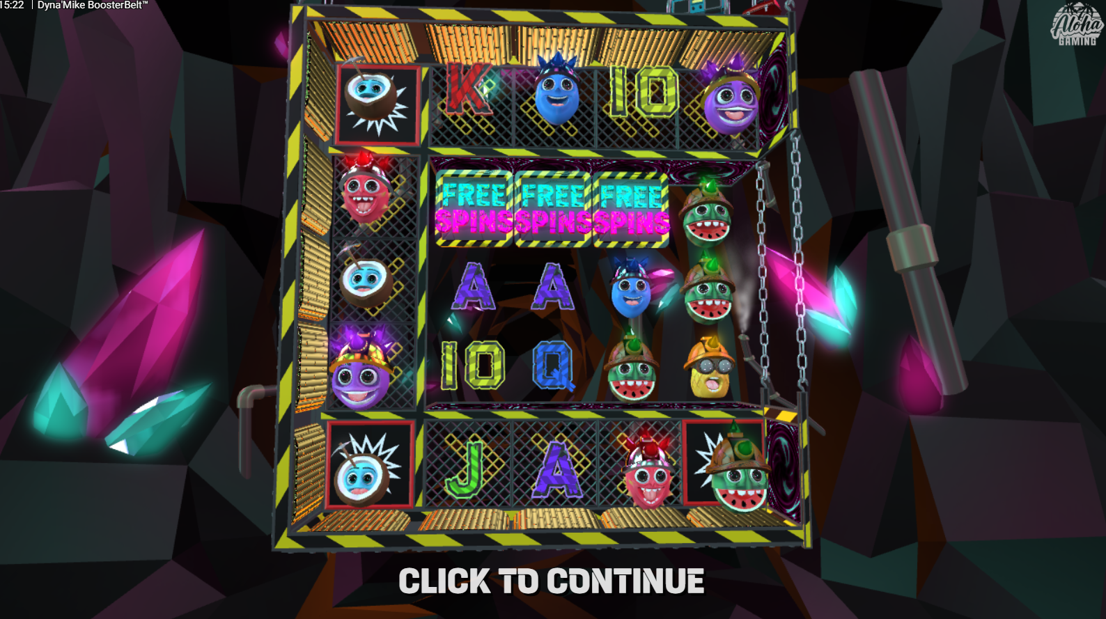 Dyna'Mike BoosterBelt free spins symbols and Mystery Block reveals