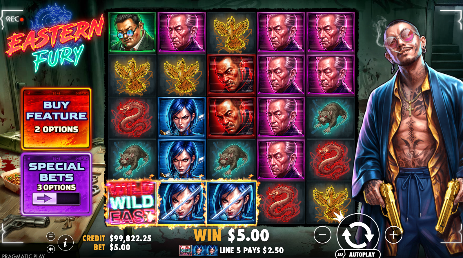 Eastern Fury slot Wild symbols on the reels