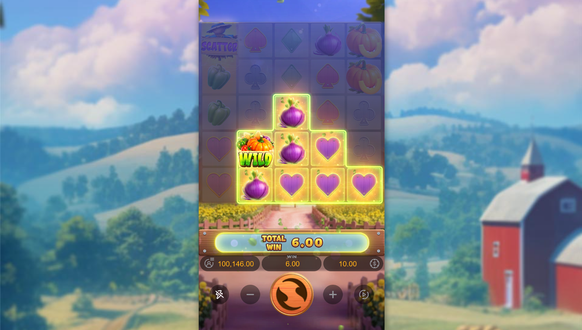 Farmstead Fortune Cluster Pay mechanic showing connected symbols