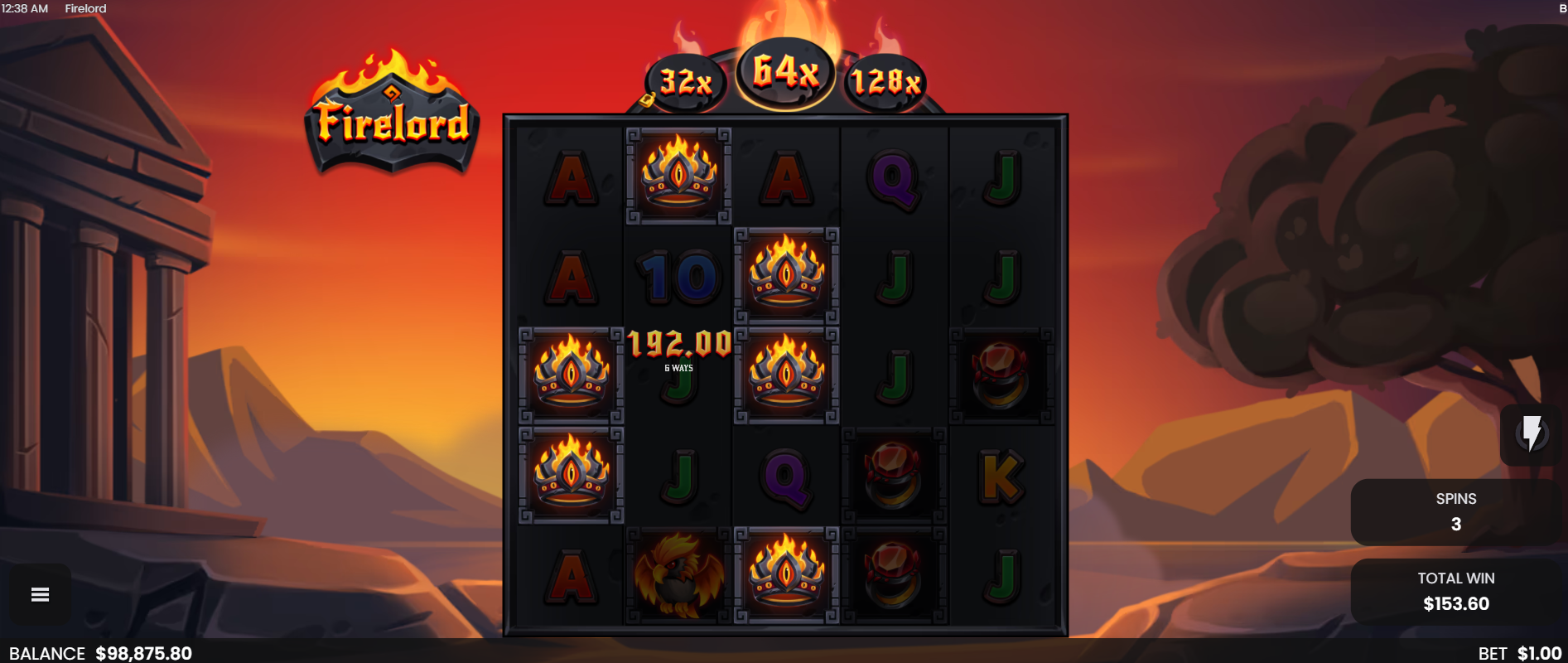 Firelord Free Spins in play