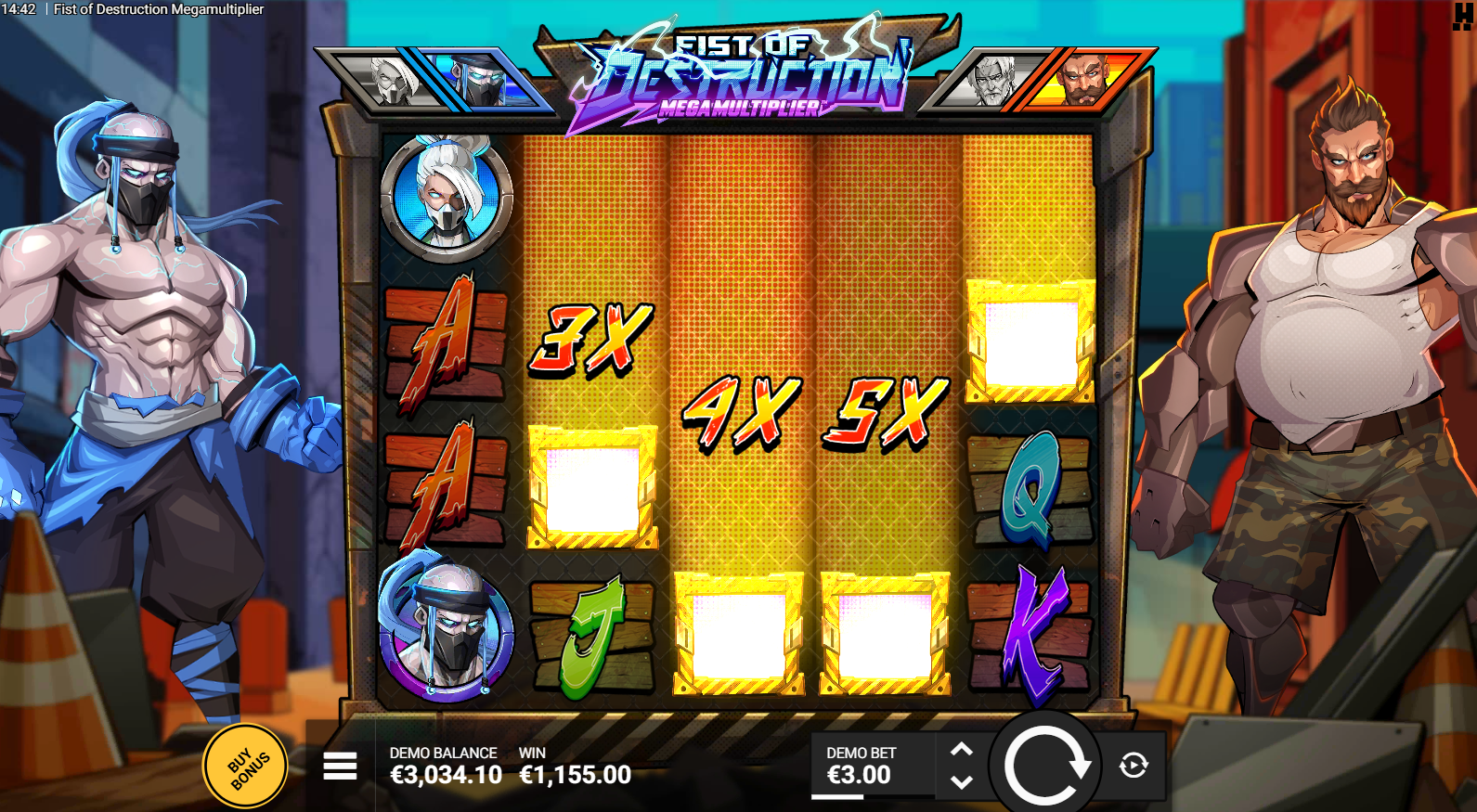 Fist of Destruction Megamultiplier Ultimate Throwdown Bonus showing elevated Victory Level 4+ start