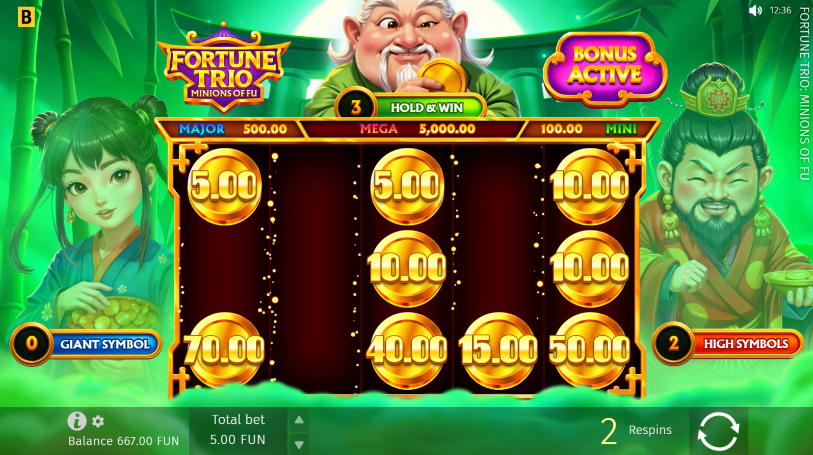 Fortune Trio Minions of Fu Hold and Win Bonus