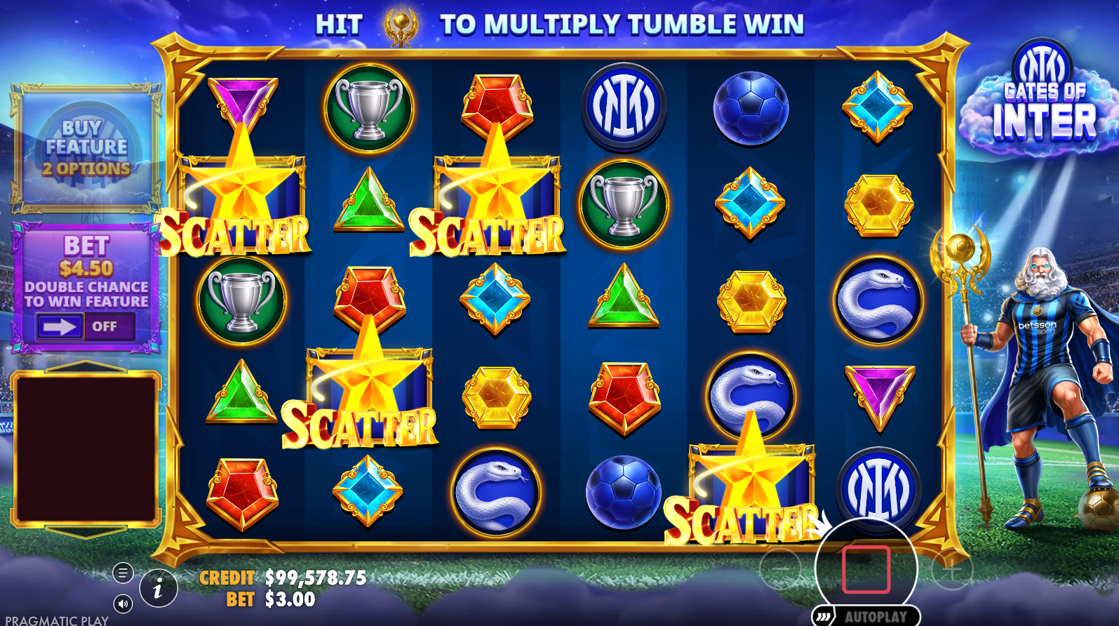 Gates of Inter Scatter symbols triggering the Free Spins feature