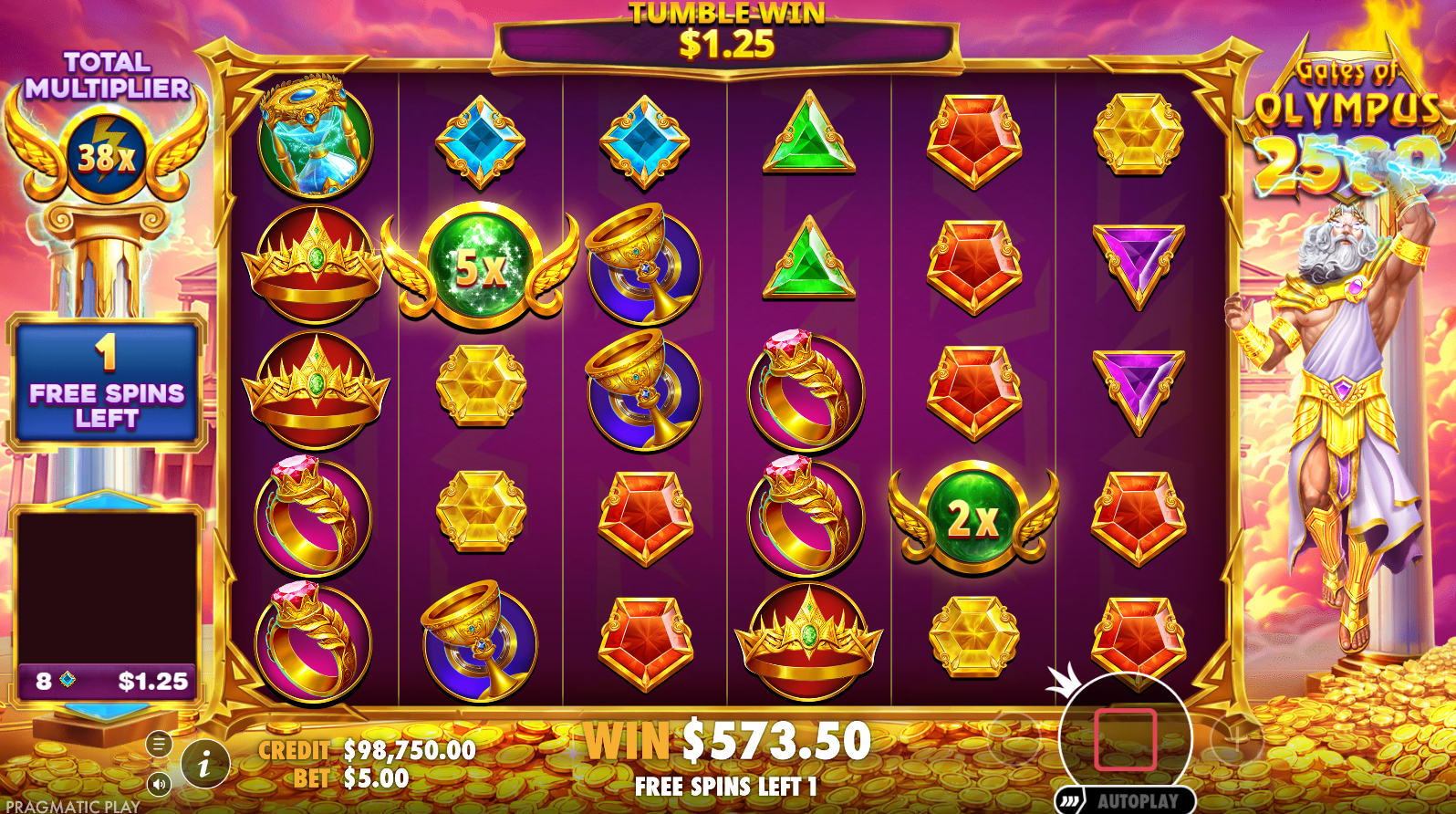 Gates of Olympus 2500 standard free spins