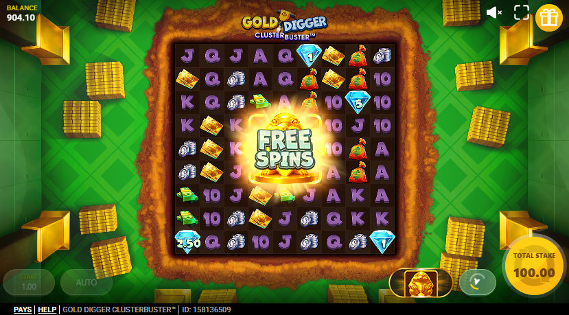 Gold Digger Clusterbuster Free Spins trigger - Clusterbuster bust