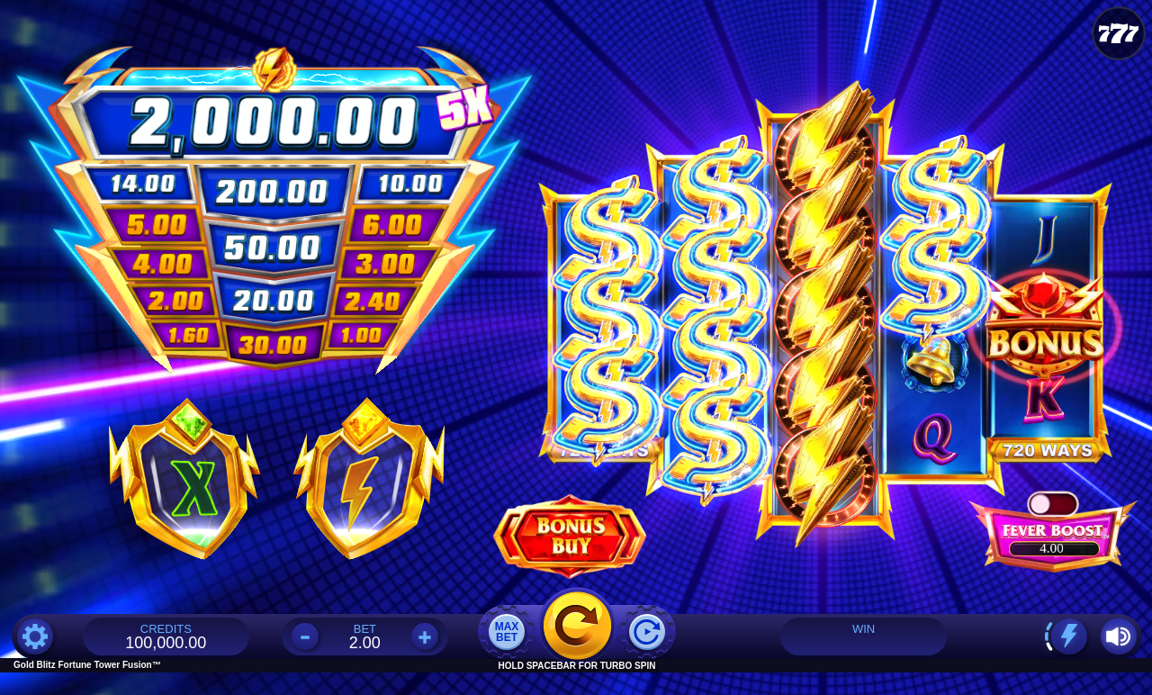 Gold Blitz Fortune Tower Fusion base game
