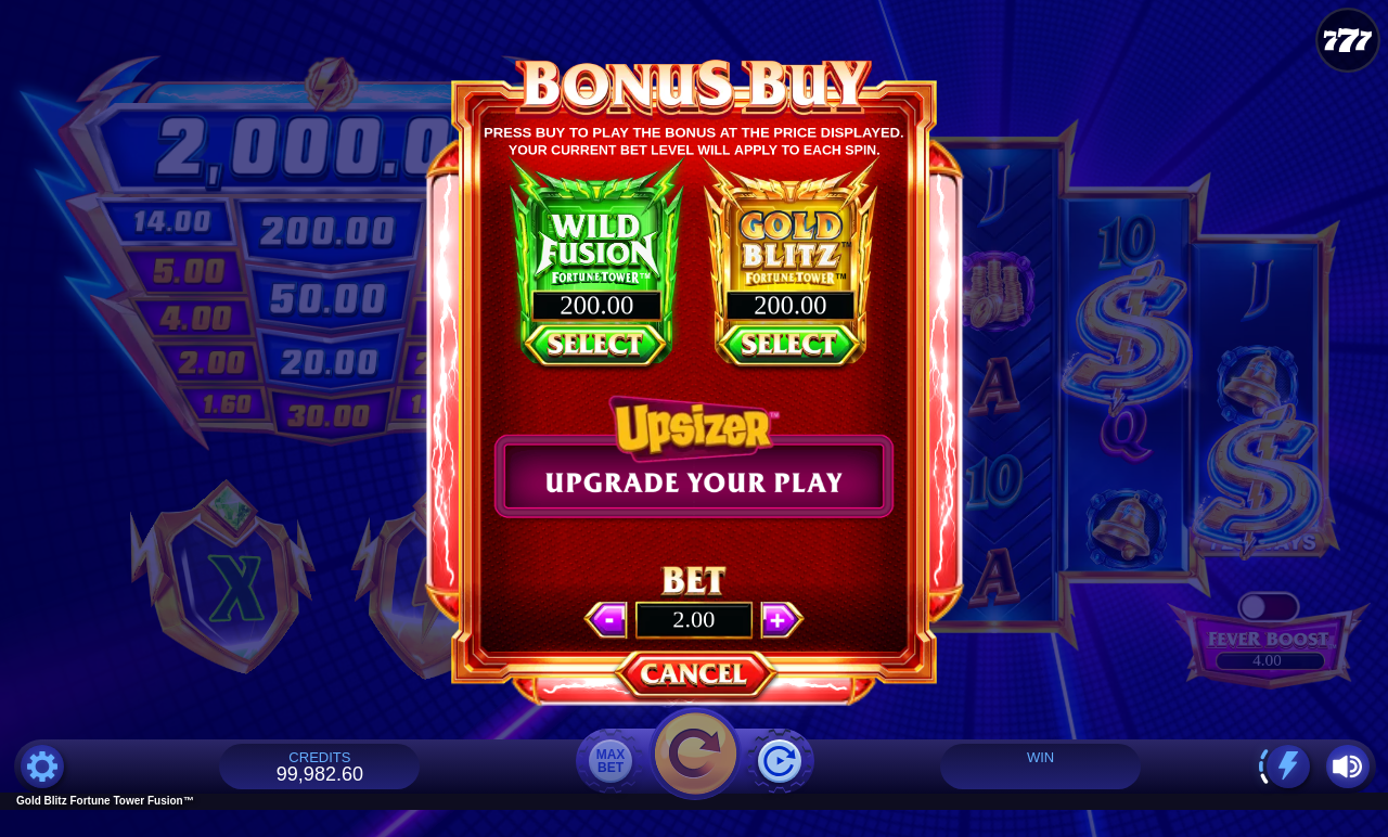 Gold Blitz Fortune Tower Fusion bonus buy
