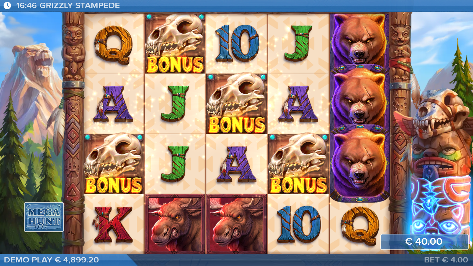 Grizzly Stampede Mega Hunt Spins bonus buy mode