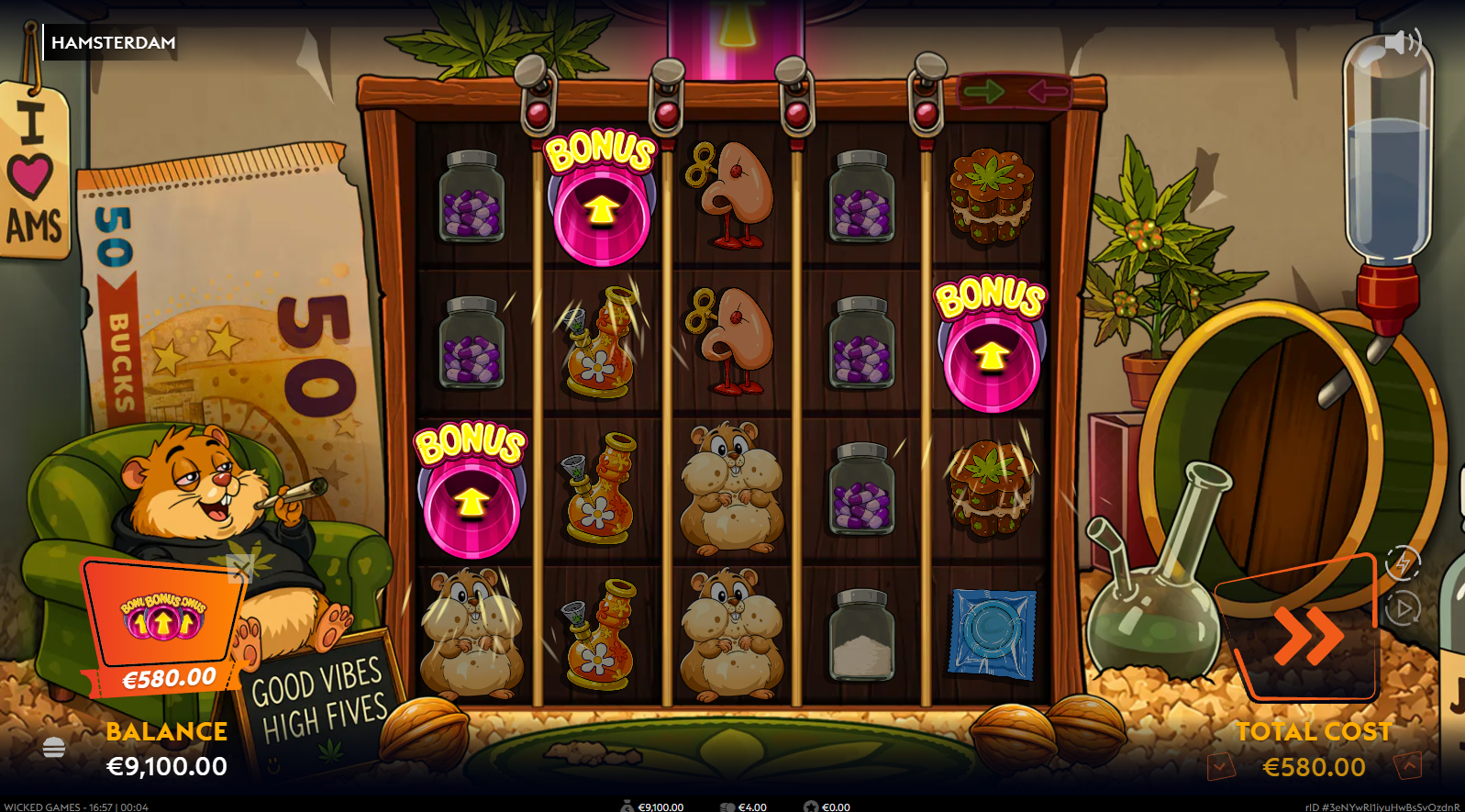 Hamsterdam bonus symbols including Nut multipliers, Hammer and Key symbols