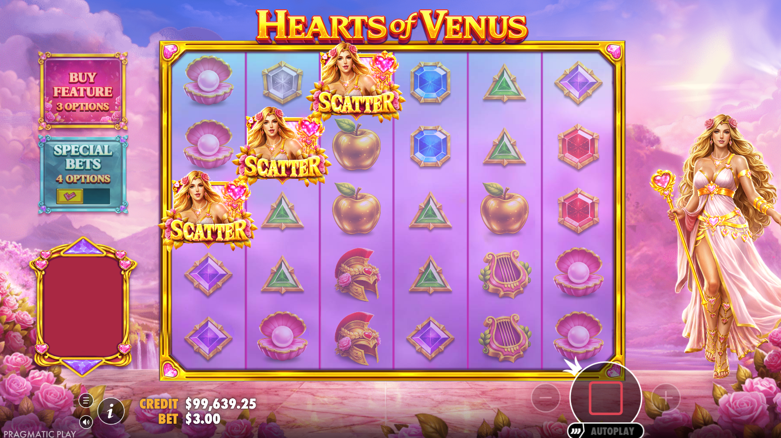 Hearts Of Venus Scatter Symbols screenshot