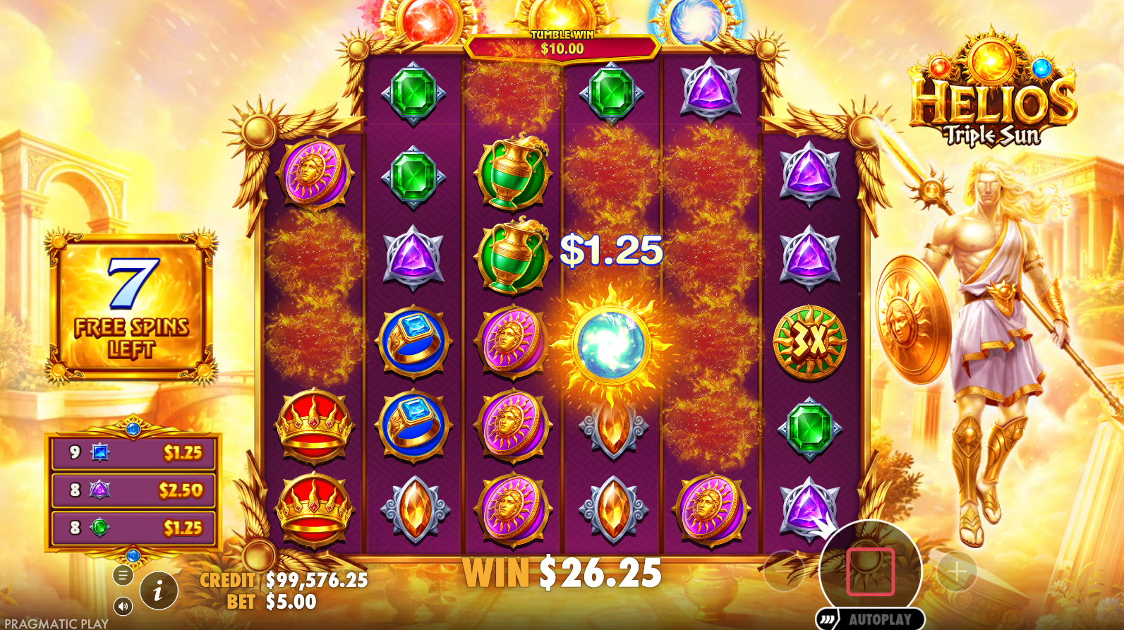 Helios Triple Sun multiplier symbol in action
