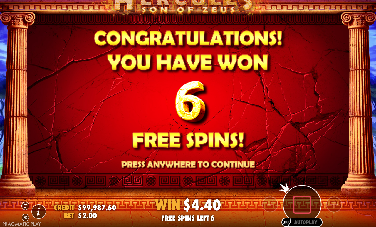 Hercules Son of Zeus free spins trigger