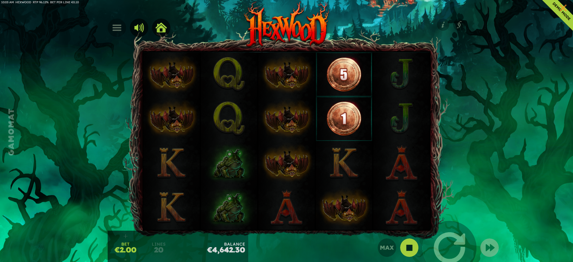 Hexwood Golden Bonus reveal feature showing the Incantation Circle uncovering a coin prize