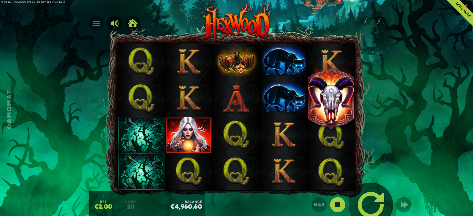Hexwood nudge symbol reveal feature with Tendris nudging down to uncover symbols