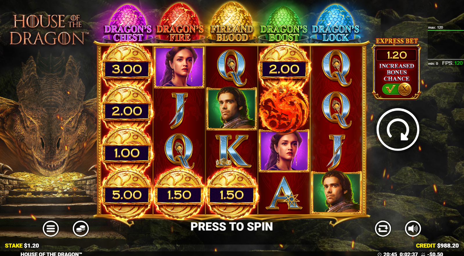House of the Dragon slot base game