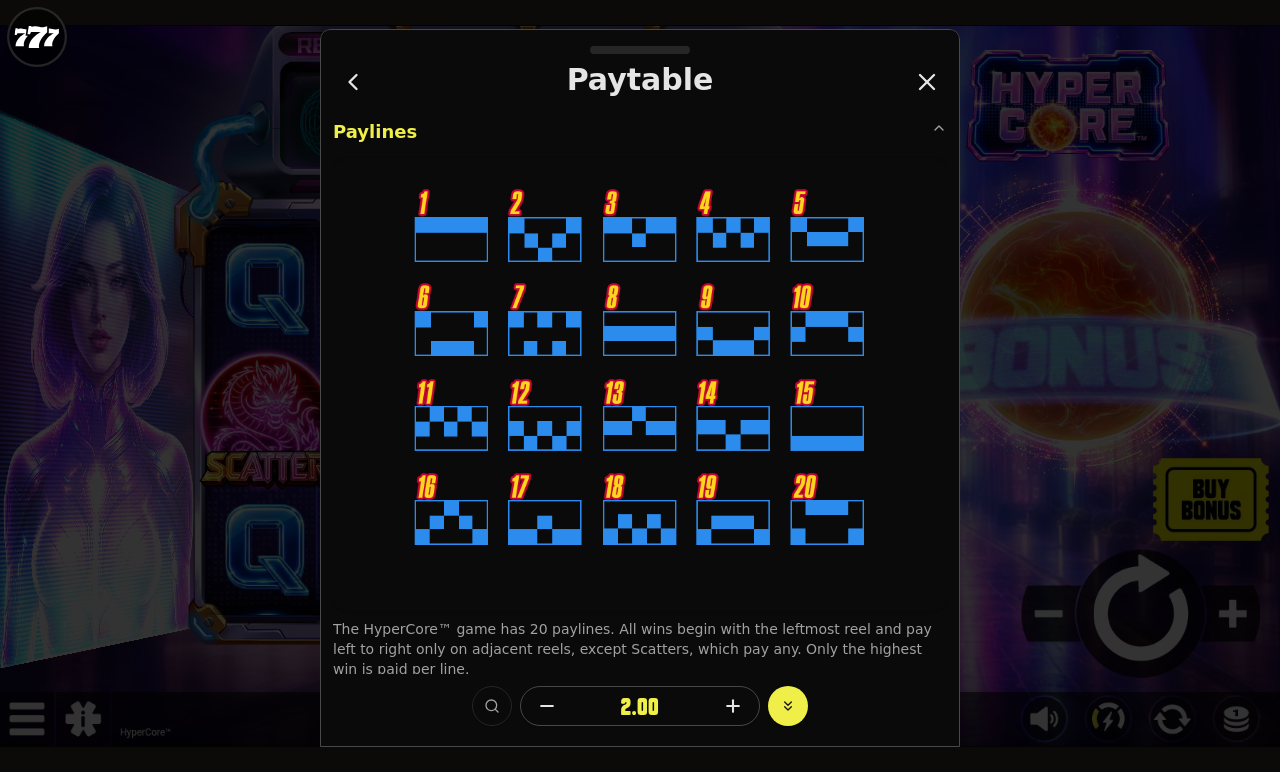 HyperCore information screen