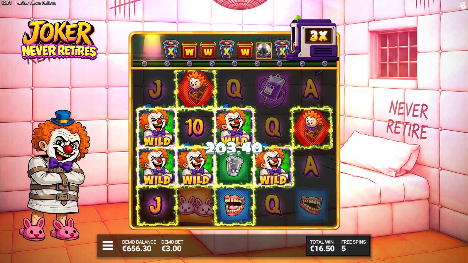 Joker Never Retires Miracle Meds bonus feature - 10 free spins with no gaps in Daily Dose