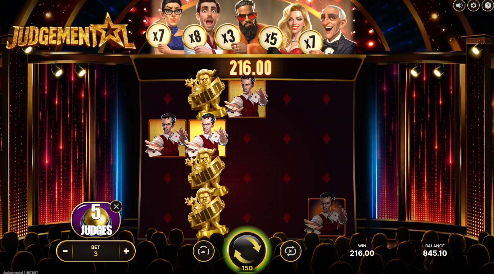 Judgemental slot 5 Judges Spins bonus by NetEnt