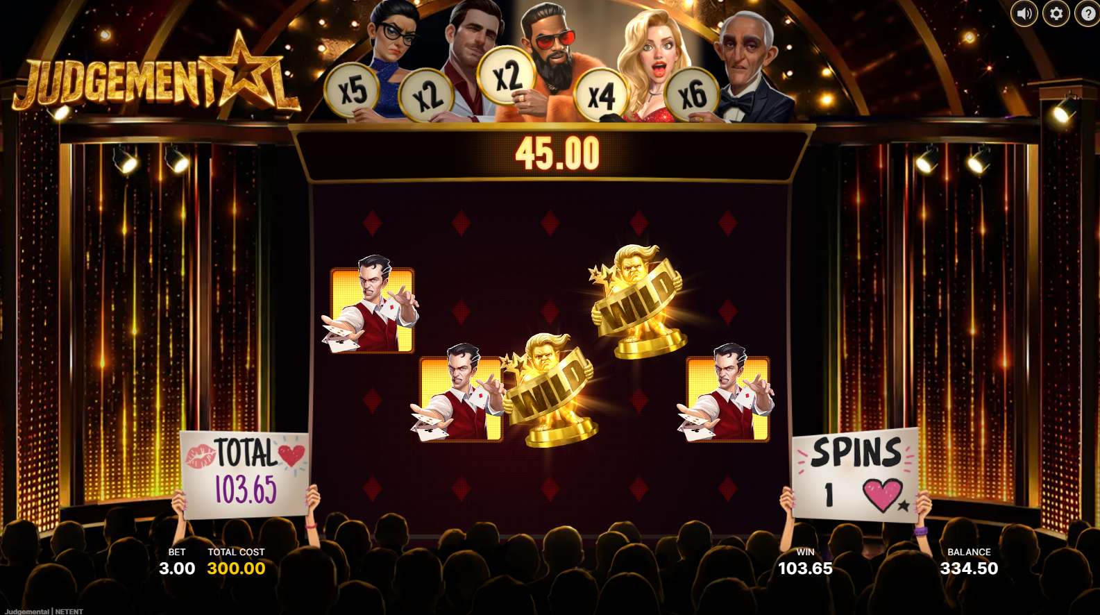 Judgemental slot Bonus feature by NetEnt