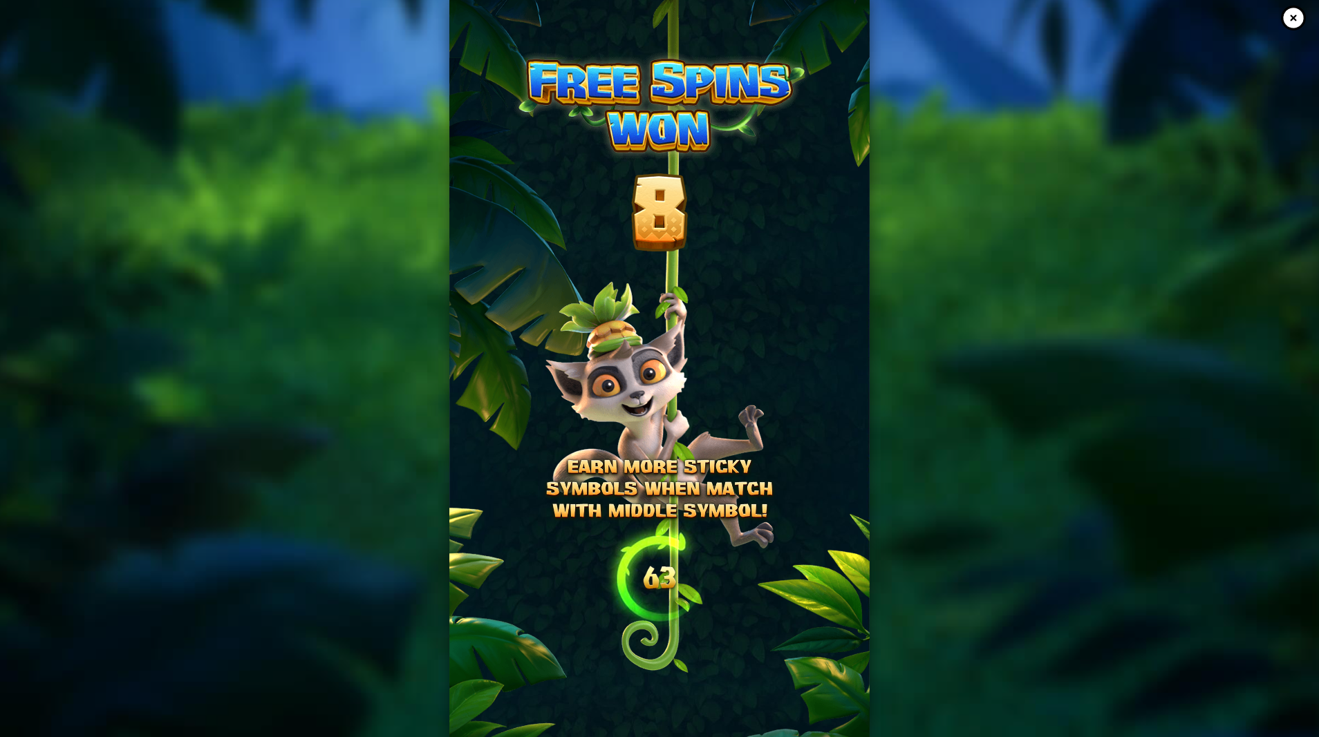 Jungle Delight Free Spins trigger showing scatter symbols landing