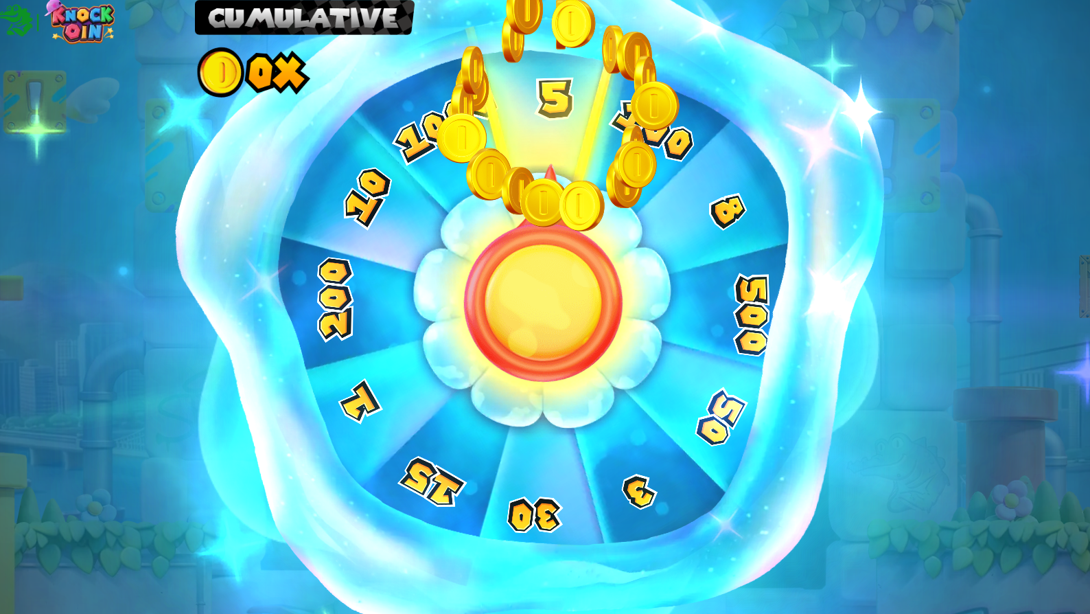 Knockoin slot Wheel of Fortune feature with 12 prize sectors