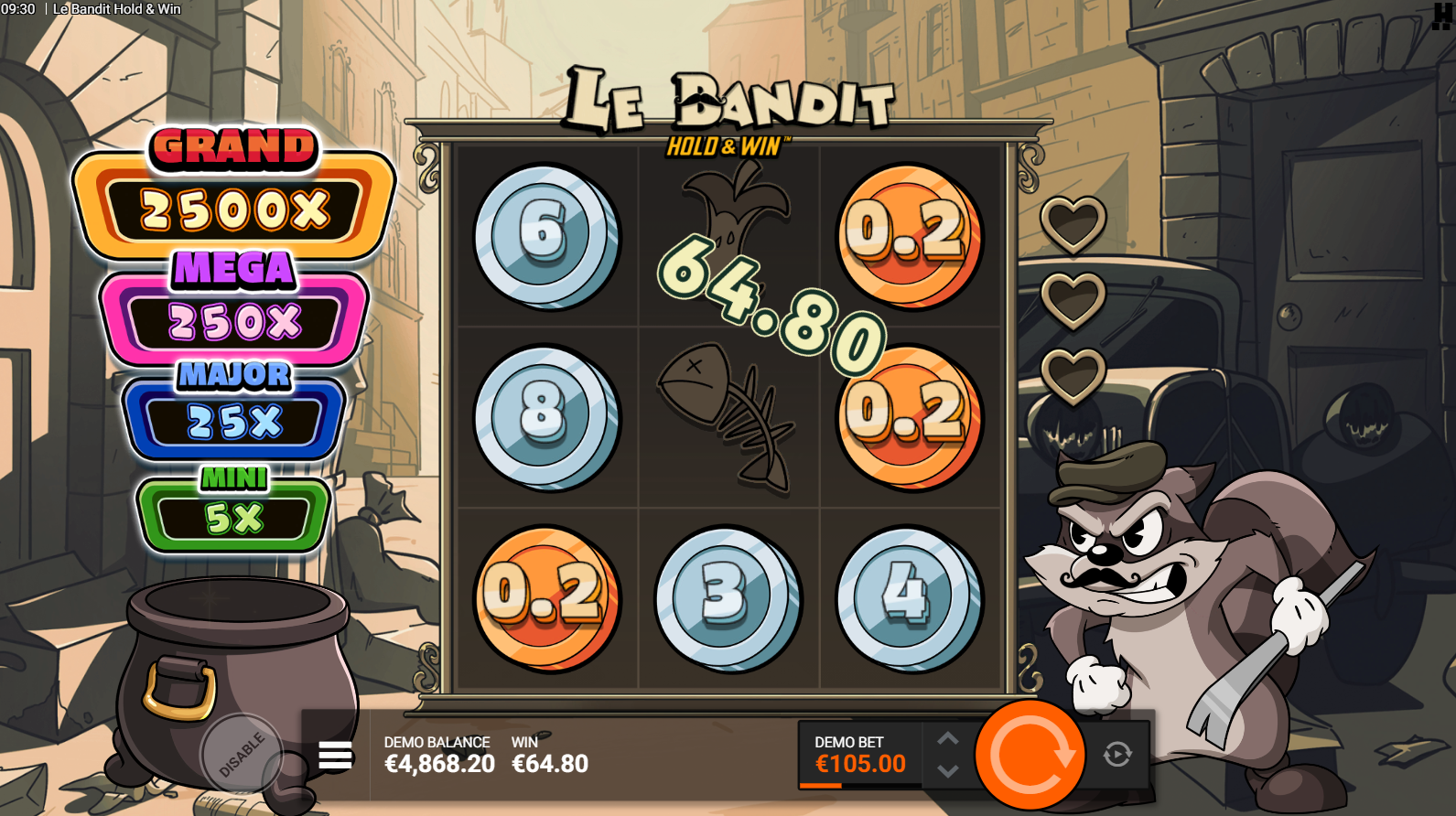 Le Bandit Hold & Win Rainbow Fortune Hold & Win Featurespins bonus round
