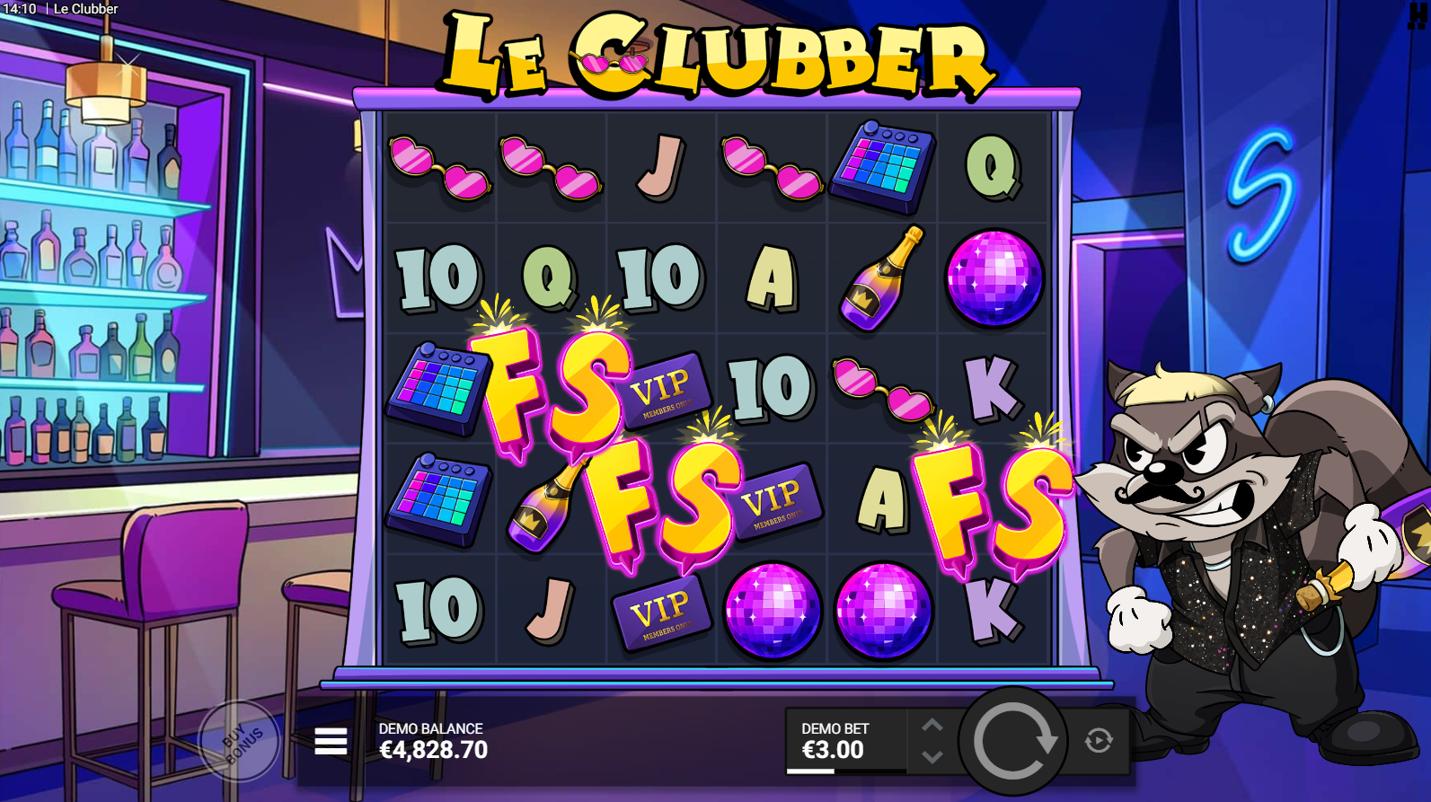 Le Clubber free spins scatter symbols