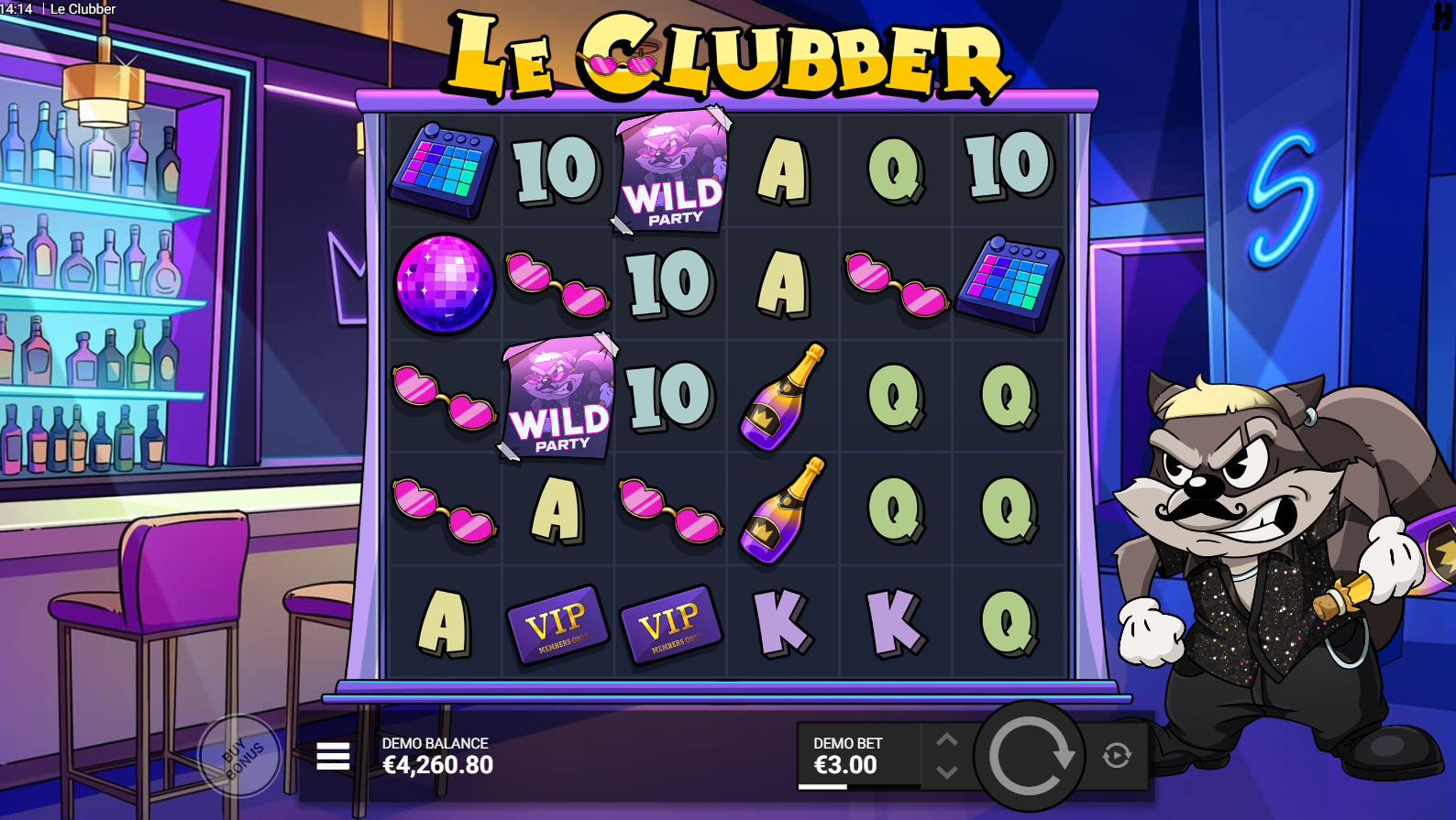 Le Clubber wild symbols on the reels